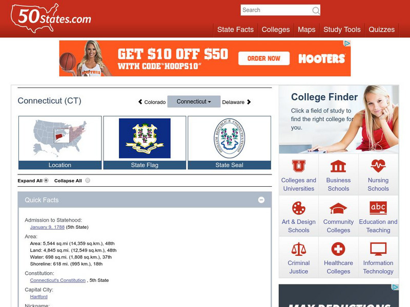 50 States: Connecticut (Ct) Handout