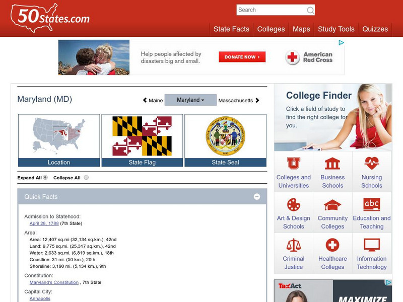 50 States: Maryland (Md) Handout