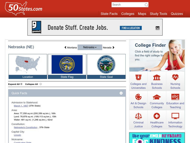 50 States: Nebraska (Ne) Handout 50 States: Nebraska (Ne) Handout