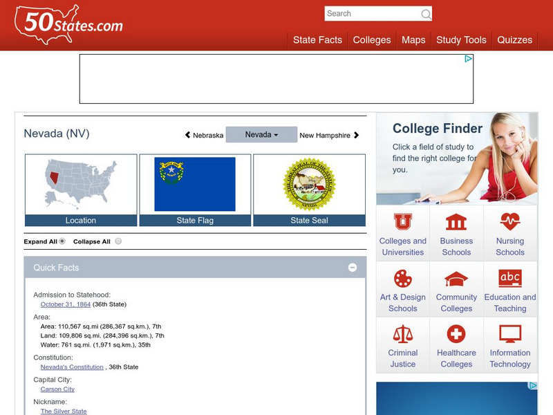 50 States: Nevada (Nv) Handout 50 States: Nevada (Nv) Handout