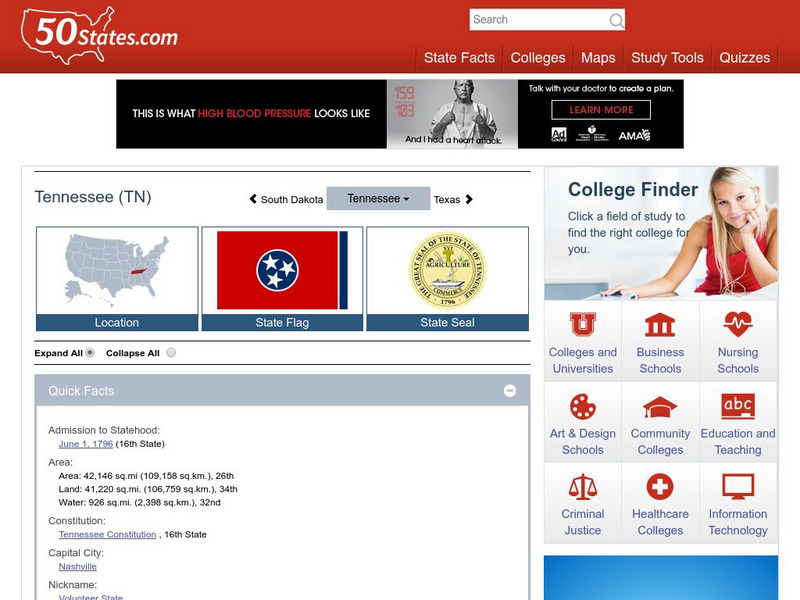 50 States: Tennessee (Tn) Handout