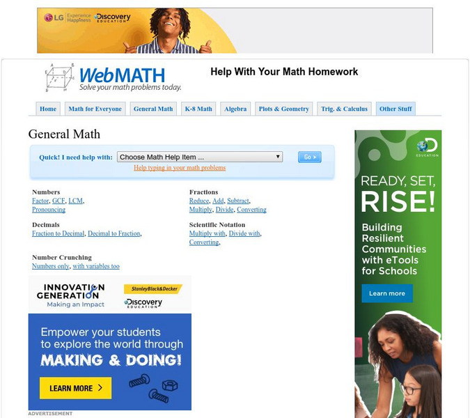 Discovery Education: Web Math: General Math Website Discovery Education: Web Math: General Math Website