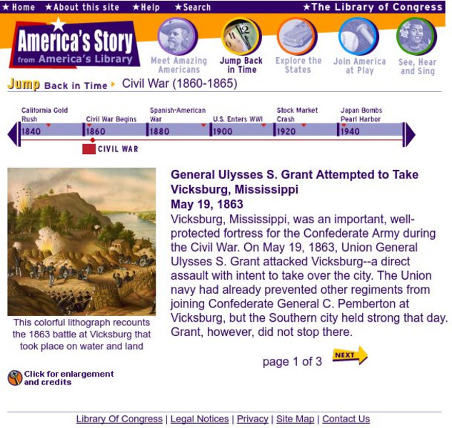 Loc: America's Story: General Ulysses Grant Attempted to Take Vicksburg, Ms Handout Loc: America's Story: General Ulysses Grant Attempted to Take Vicksburg, Ms Handout