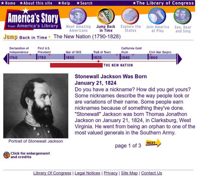 Loc: America's Story: Stonewall Jackson Website Loc: America's Story: Stonewall Jackson Website