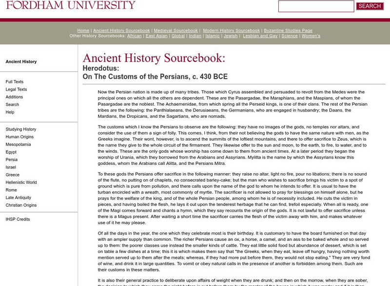 Fordham University: Ancient History Sourcebook: Herodotus Handout
