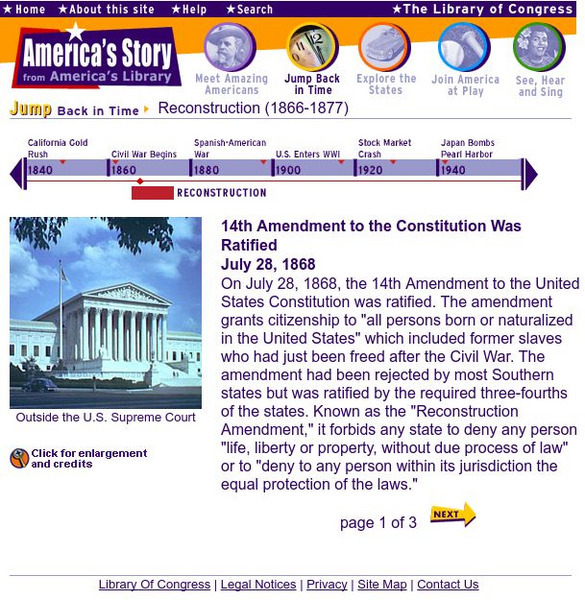 Loc: America's Story: 14th Amendment to the Constitution Handout Loc: America's Story: 14th Amendment to the Constitution Handout