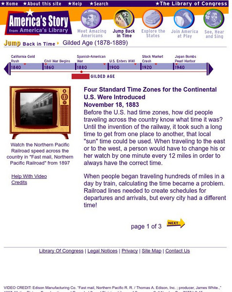 Loc: America's Story: Four Standard Time Zones Introduced Handout Loc: America's Story: Four Standard Time Zones Introduced Handout