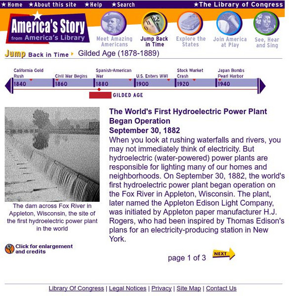 Loc: America's Story: The World's 1st Hydroelectric Plant Handout Loc: America's Story: The World's 1st Hydroelectric Plant Handout