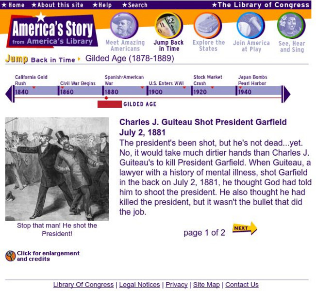Loc: America's Story: Guiteau Shot President Garfield Handout Loc: America's Story: Guiteau Shot President Garfield Handout
