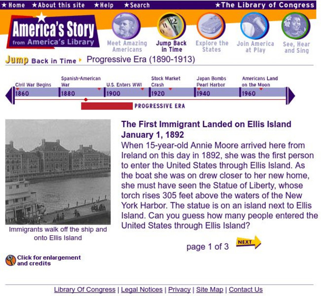 Loc: America's Story: Ellis Island's First Immigrant Website Loc: America's Story: Ellis Island's First Immigrant Website