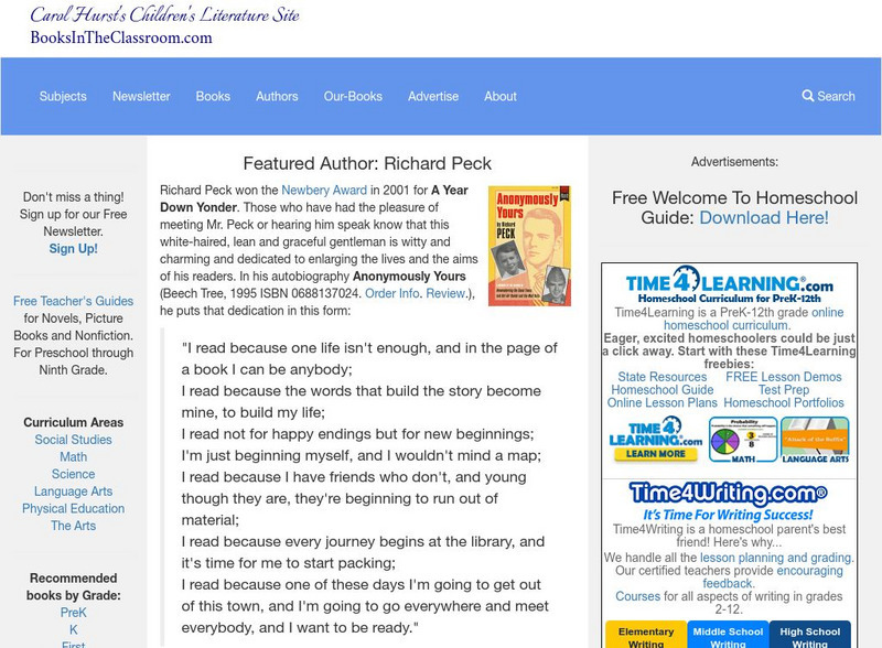 Carol Hurst's Children's Literature Site: Richard Peck Website Carol Hurst's Children's Literature Site: Richard Peck Website