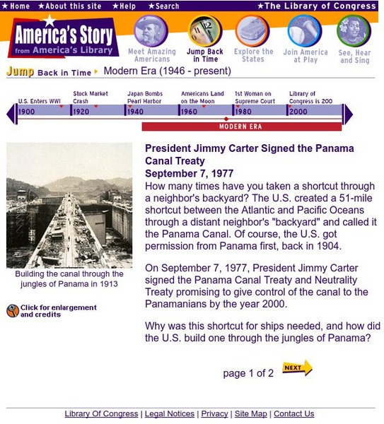 Loc: America's Story: Panama Canal Treaty Signed Handout Loc: America's Story: Panama Canal Treaty Signed Handout