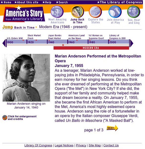 Loc: America's Story: Marian Anderson's Performance Website Loc: America's Story: Marian Anderson's Performance Website