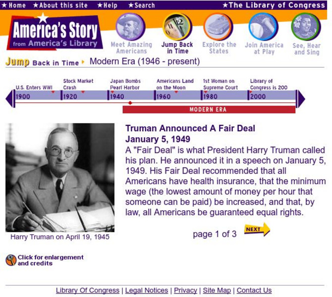 Loc: America's Story: Truman Announced a Fair Deal Handout Loc: America's Story: Truman Announced a Fair Deal Handout