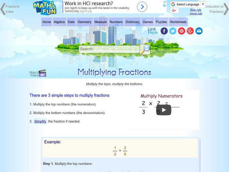 Math Is Fun: Multiplication of Fractions Activity Math Is Fun: Multiplication of Fractions Activity