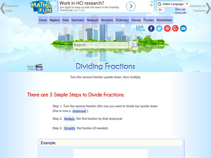 Math Is Fun: Division of Fractions Activity Math Is Fun: Division of Fractions Activity