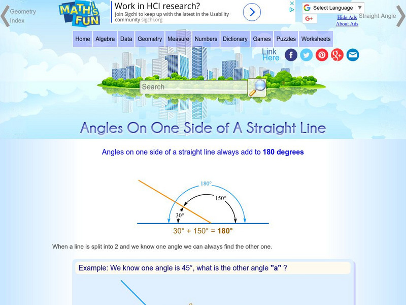 Math Is Fun: Angles on a Straight Line Activity Math Is Fun: Angles on a Straight Line Activity