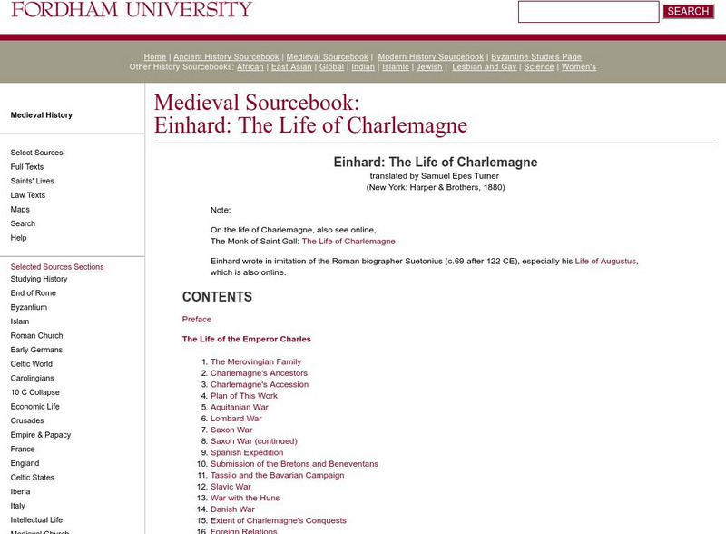 Fordham University: Medieval Sourcebook: Einhard: The Life of Charlemagne eBook