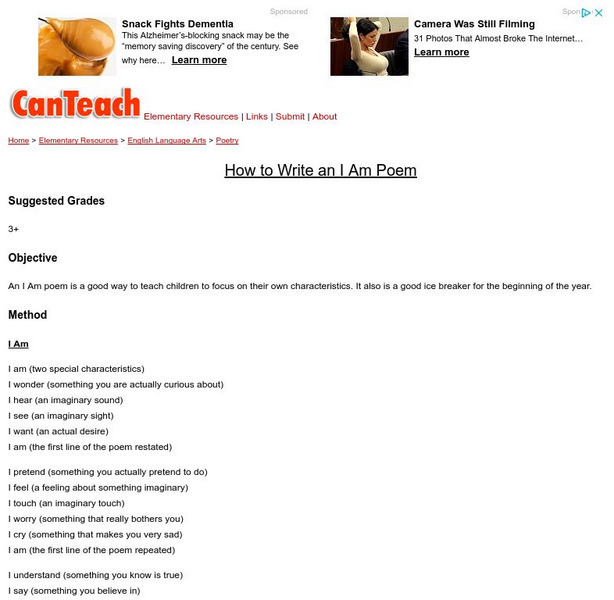 Can Teach: How to Write an "I Am" Poem Lesson Plan Can Teach: How to Write an "I Am" Poem Lesson Plan