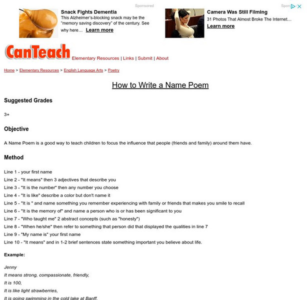 Can Teach: How to Write a Name Poem Lesson Plan Can Teach: How to Write a Name Poem Lesson Plan