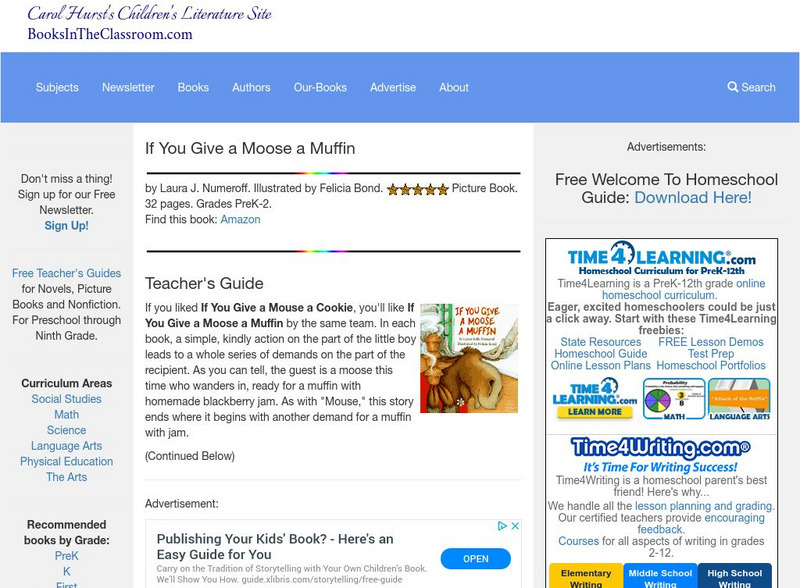 Carol Hurst's Children's Literature Site: If You Give a Moose a Muffin Website Carol Hurst's Children's Literature Site: If You Give a Moose a Muffin Website