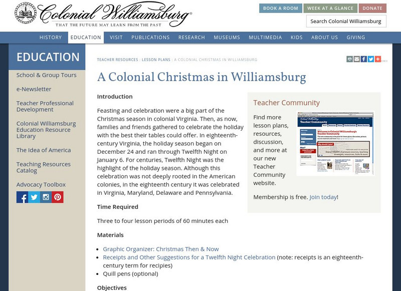 Colonial Williamsburg: A Colonial Christmas in Wiliamsburg Lesson Plan Colonial Williamsburg: A Colonial Christmas in Wiliamsburg Lesson Plan