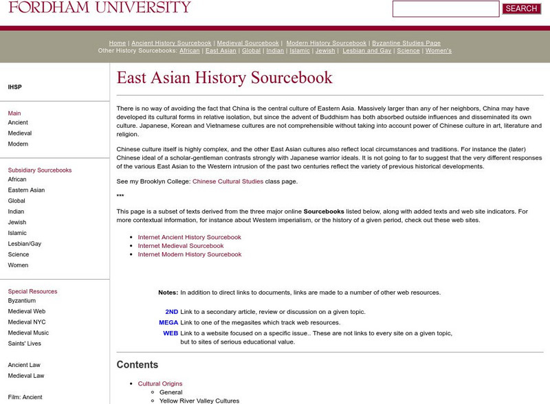 Fordham University: East Asian History Sourcebook: East Asian History Sourcebook Handout Fordham University: East Asian History Sourcebook: East Asian History Sourcebook Handout