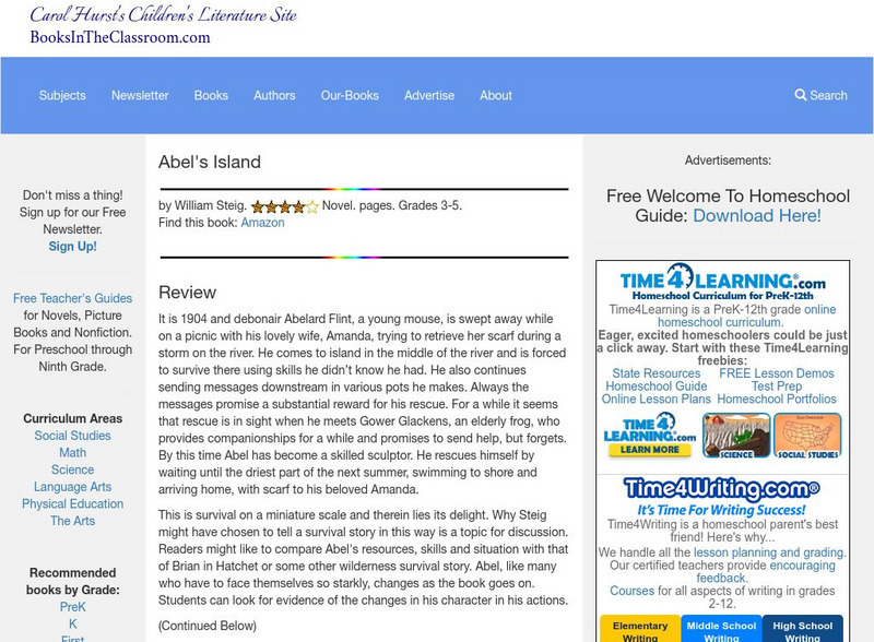 Carol Hurst's Children's Literature Site: Abel's Island Website Carol Hurst's Children's Literature Site: Abel's Island Website