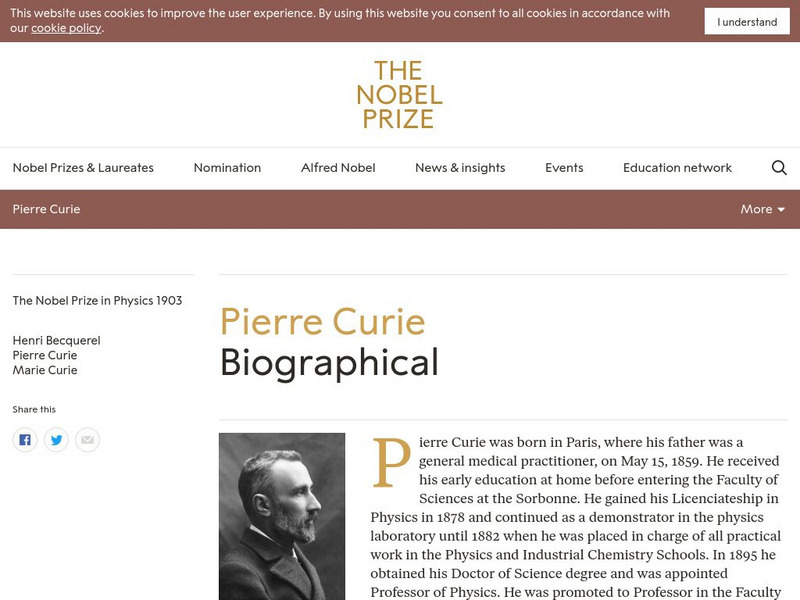 The Nobel Prize: Pierre Curie Biographical Website The Nobel Prize: Pierre Curie Biographical Website