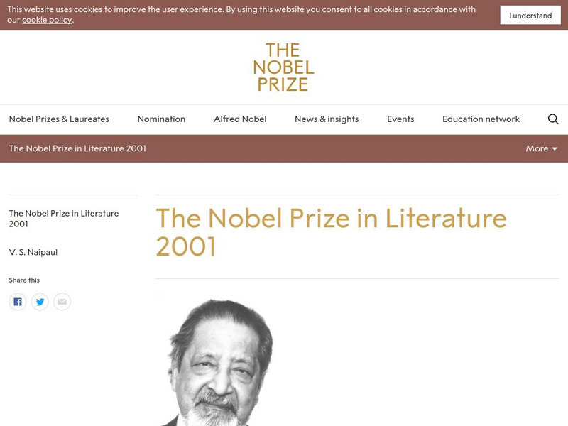 The Nobel Prize: The Nobel Prize in Literature 2001 Website The Nobel Prize: The Nobel Prize in Literature 2001 Website