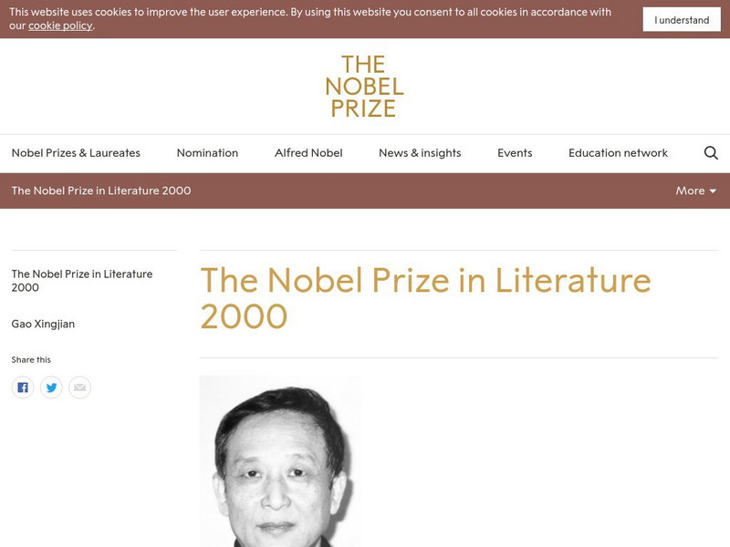 The Nobel Prize: The Nobel Prize in Literature 2000 Website The Nobel Prize: The Nobel Prize in Literature 2000 Website