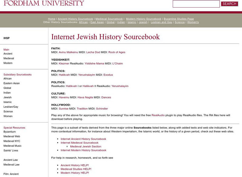 Fordham University: Jewish History Sourcebook: Internet Jewish History Sourcebook Handout Fordham University: Jewish History Sourcebook: Internet Jewish History Sourcebook Handout