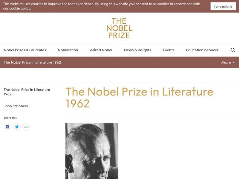 The Nobel Prize: The Nobel Prize in Literature 1962 Website The Nobel Prize: The Nobel Prize in Literature 1962 Website