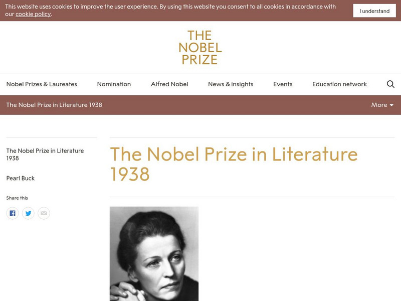 The Nobel Prize: The Nobel Prize in Literature 1938 Website The Nobel Prize: The Nobel Prize in Literature 1938 Website