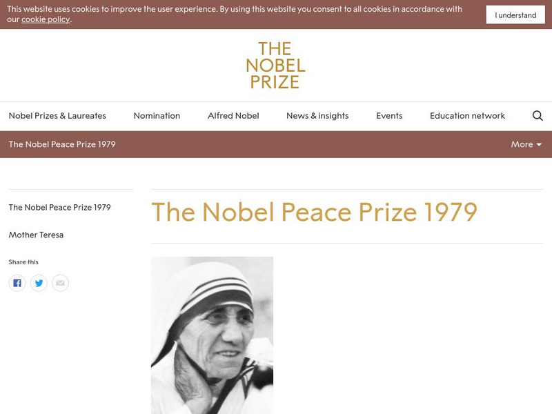 The Nobel Prize: The Nobel Peace Prize 1979 Website The Nobel Prize: The Nobel Peace Prize 1979 Website