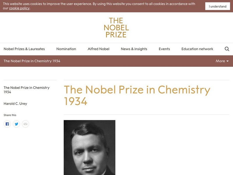 The Nobel Prize: The Nobel Prize in Chemistry 1934 Website The Nobel Prize: The Nobel Prize in Chemistry 1934 Website