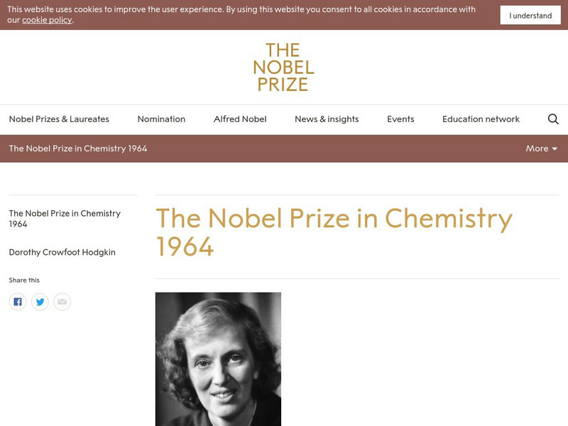 The Nobel Prize: The Nobel Prize in Chemistry 1964 Website The Nobel Prize: The Nobel Prize in Chemistry 1964 Website