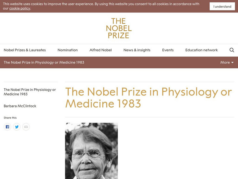 The Nobel Prize: The Nobel Prize in Physiology or Medicine 1983 Handout The Nobel Prize: The Nobel Prize in Physiology or Medicine 1983 Handout