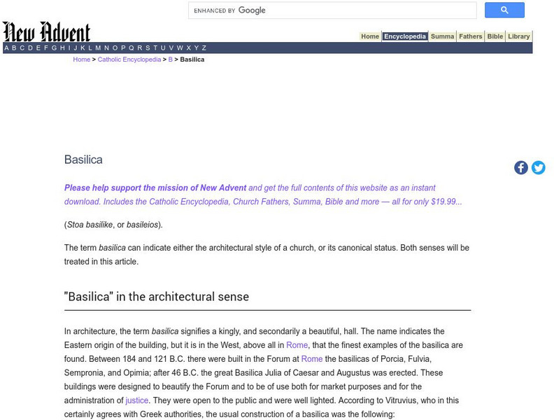 Catholic Encyclopedia: Basilica Handout Catholic Encyclopedia: Basilica Handout