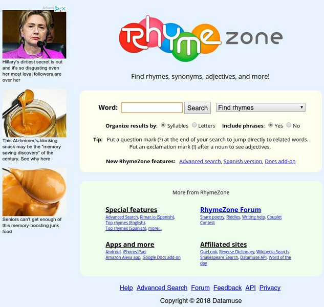 Rhyme Zone Rhyme Finder Interactive Rhyme Zone Rhyme Finder Interactive