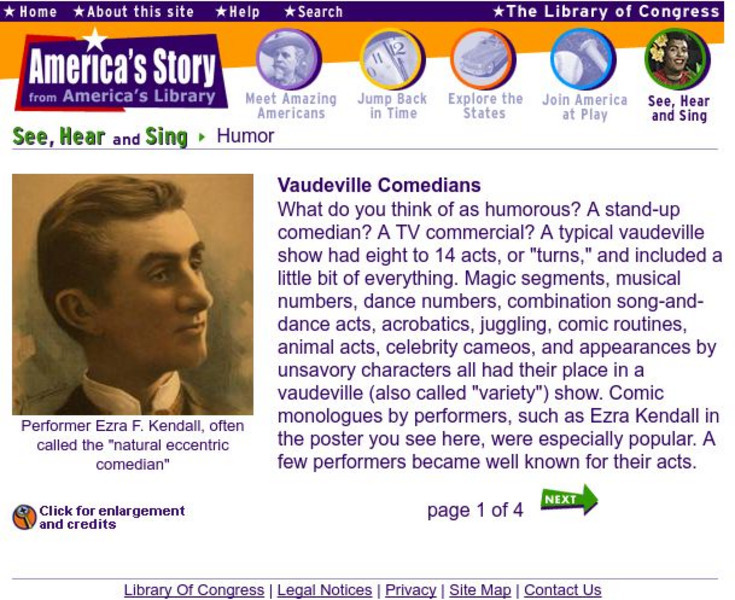 Loc: America's Story: Vaudeville Comedians Handout Loc: America's Story: Vaudeville Comedians Handout