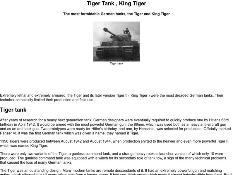 2 World War 2: Tiger Tank: King Tiger Handout 2 World War 2: Tiger Tank: King Tiger Handout