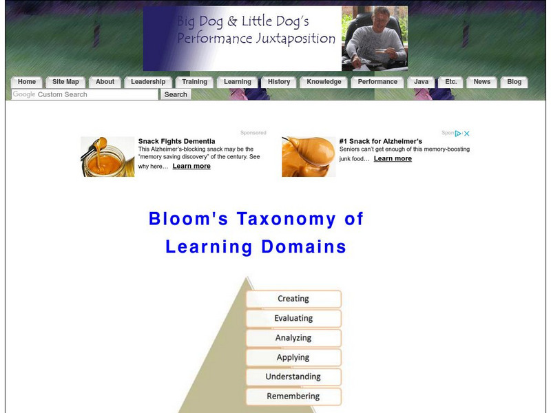Bloom's Taxonomy of Learning Domains Handout Bloom's Taxonomy of Learning Domains Handout