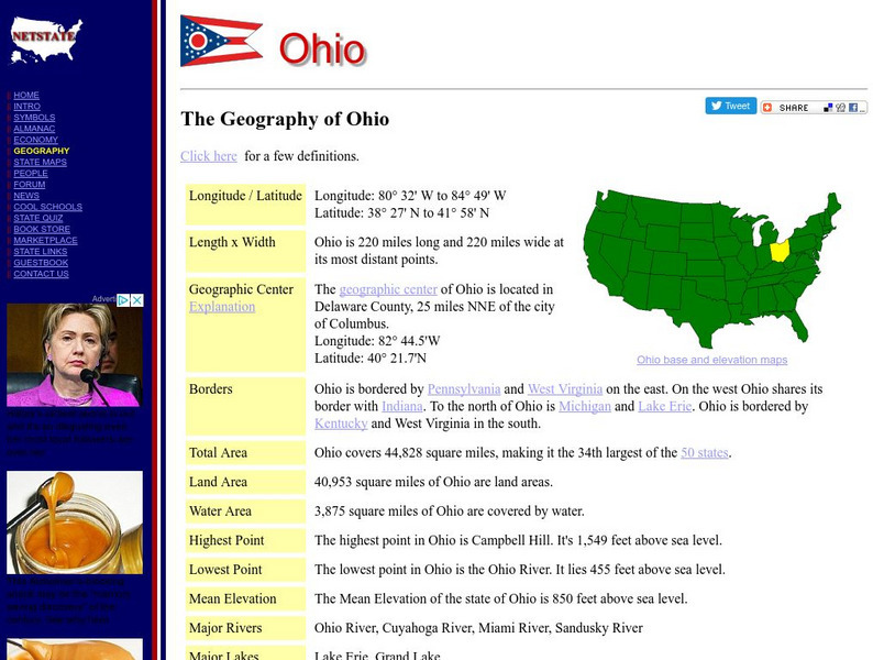 Net State: The Geography of Ohio Handout Net State: The Geography of Ohio Handout