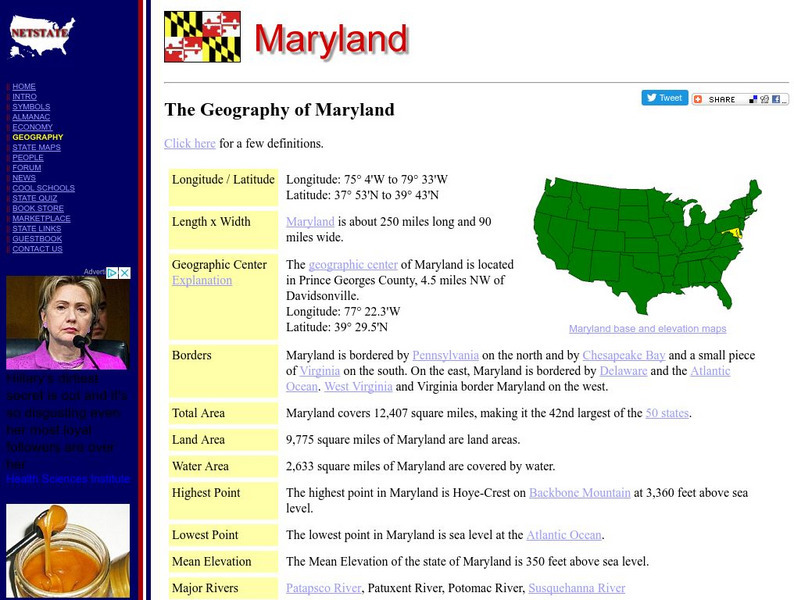 The Geography of Maryland Handout The Geography of Maryland Handout