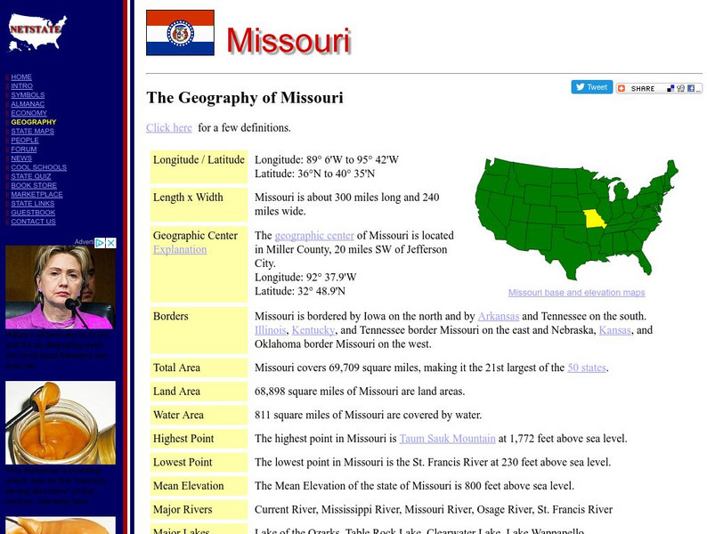 The Geography of Missouri Handout The Geography of Missouri Handout