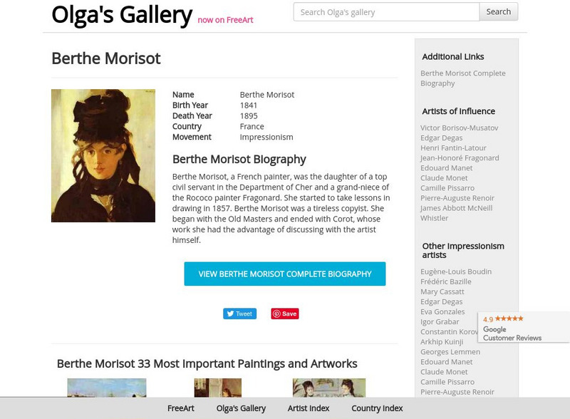 Olga's Gallery: Berthe Morisot Graphic Olga's Gallery: Berthe Morisot Graphic