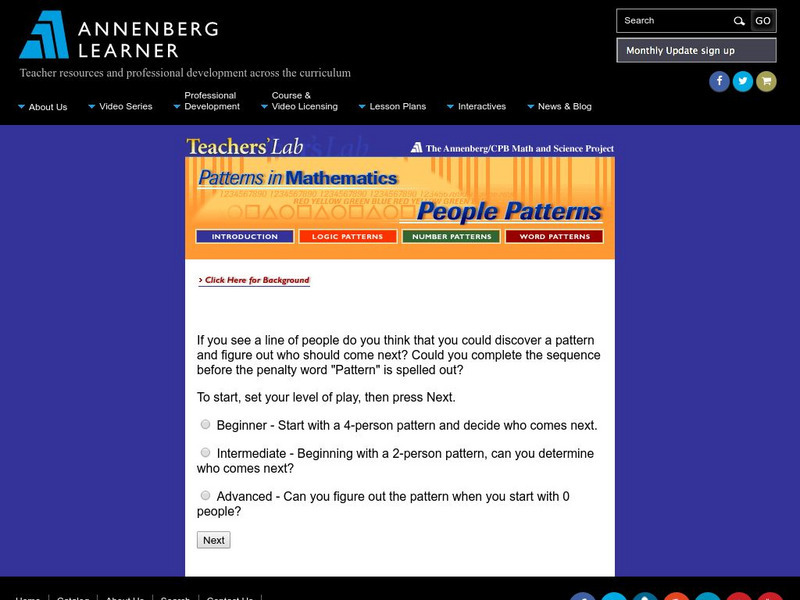 Annenberg Learner: Patterns in Mathematics: People Patterns Activity Annenberg Learner: Patterns in Mathematics: People Patterns Activity