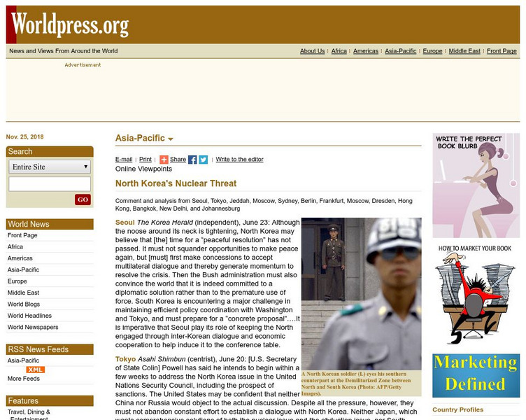 World Press Review: North Korea's Nuclear Threat Article World Press Review: North Korea's Nuclear Threat Article