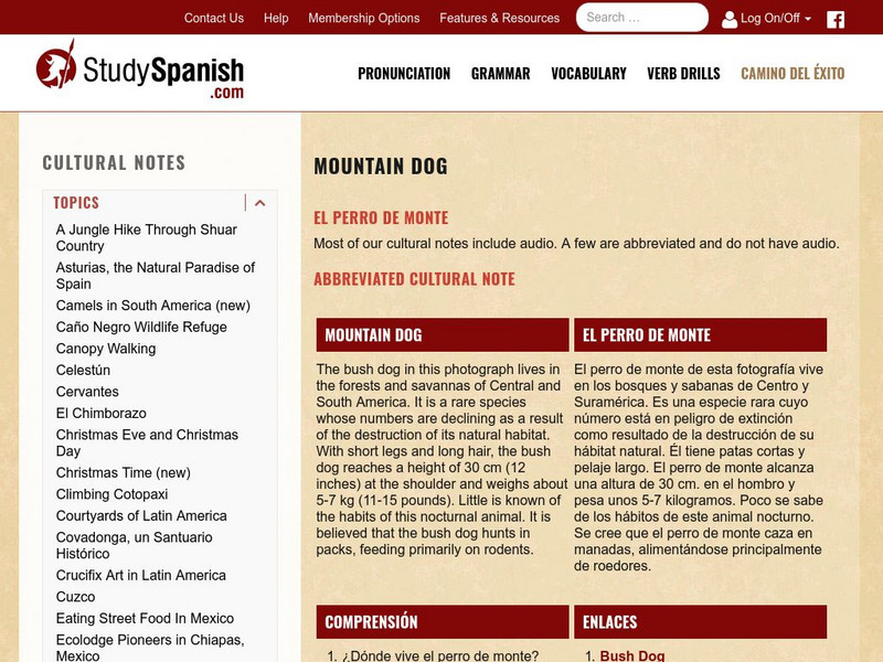 Study Spanish: El Perro De Monte Activity Study Spanish: El Perro De Monte Activity